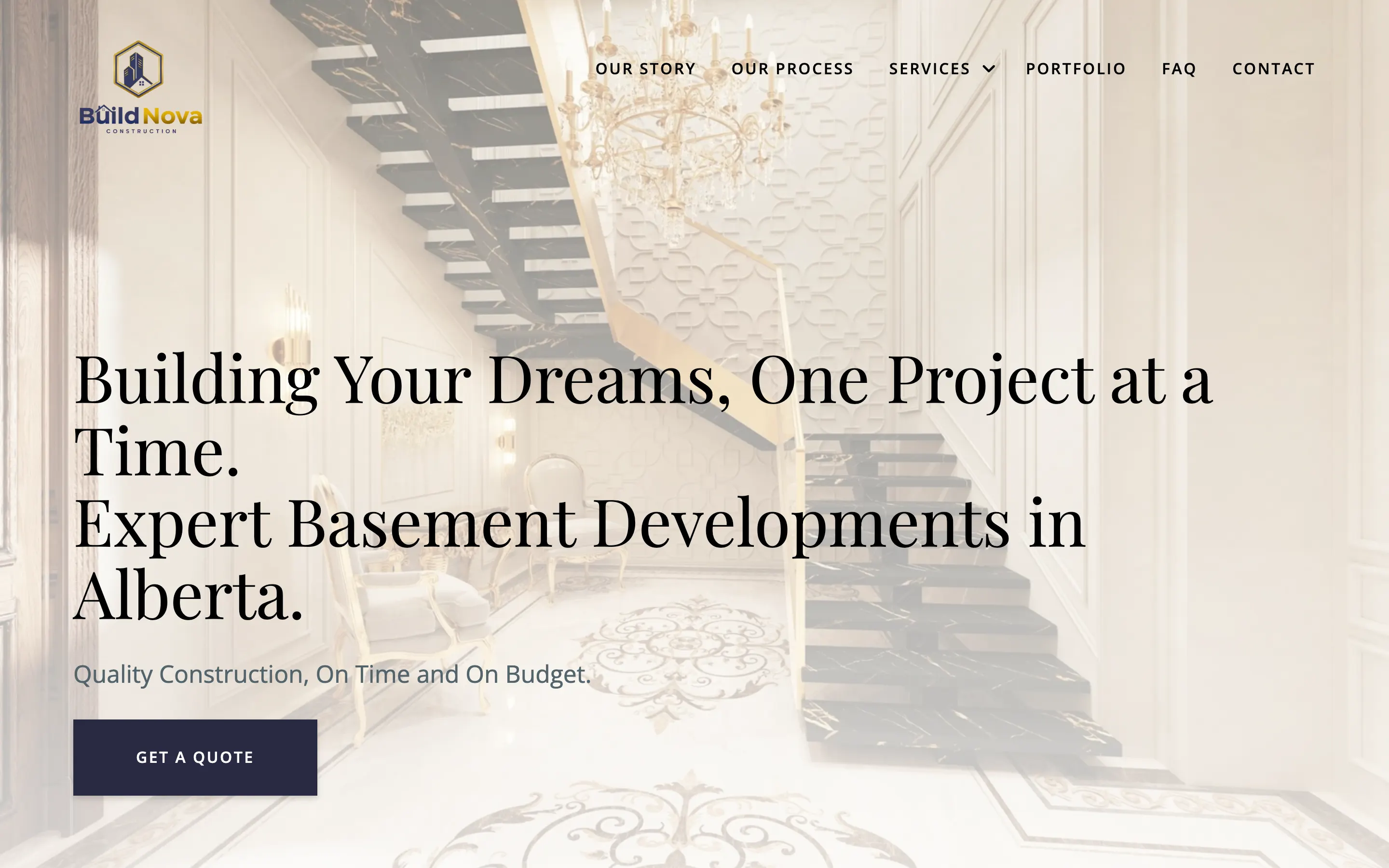 Desktop homepage of BuildNova Construction — Construction & Home Renovation